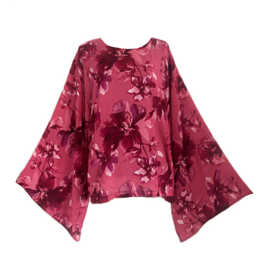 Top Fleuri Rose