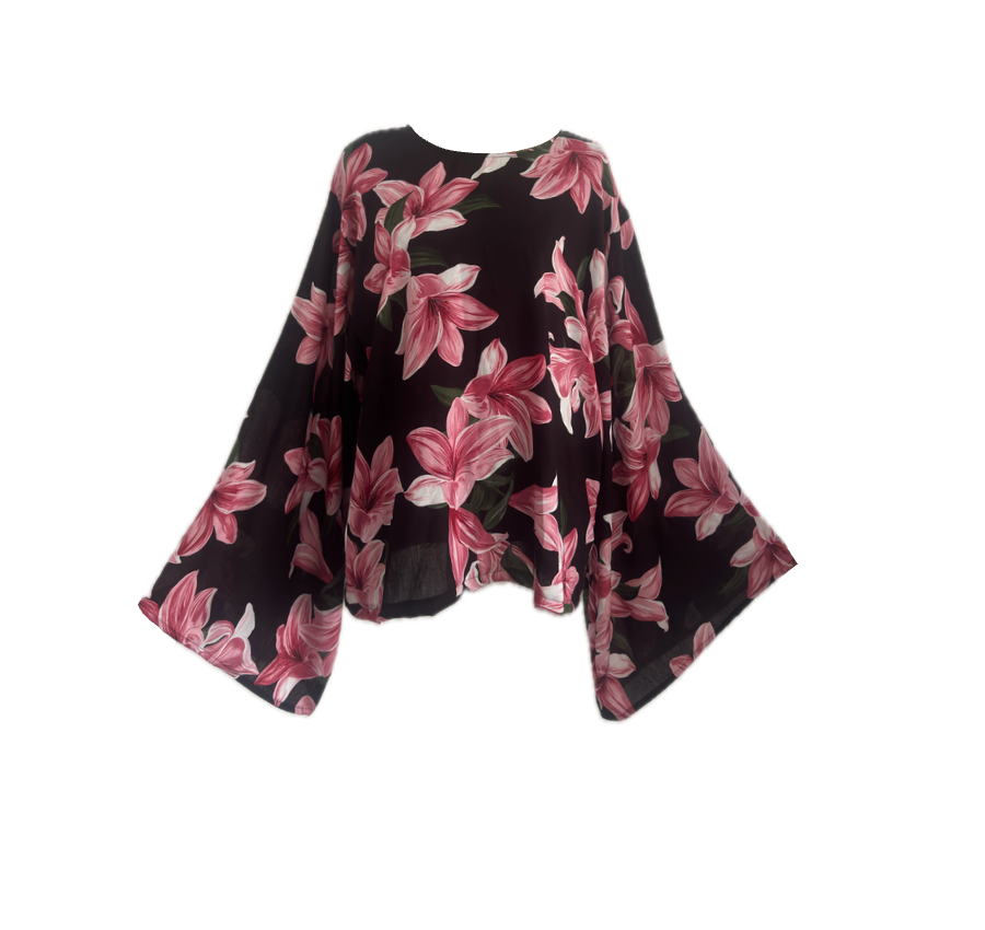 Top Fleuri Noir